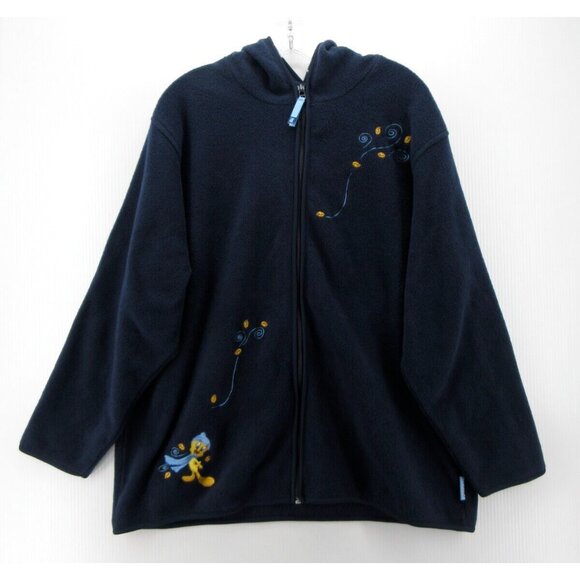 VINTAGE Tweety Bird Jacket 18W 20W Plus Looney Tunes Fleece Y2K Hood - Picture 1 of 13